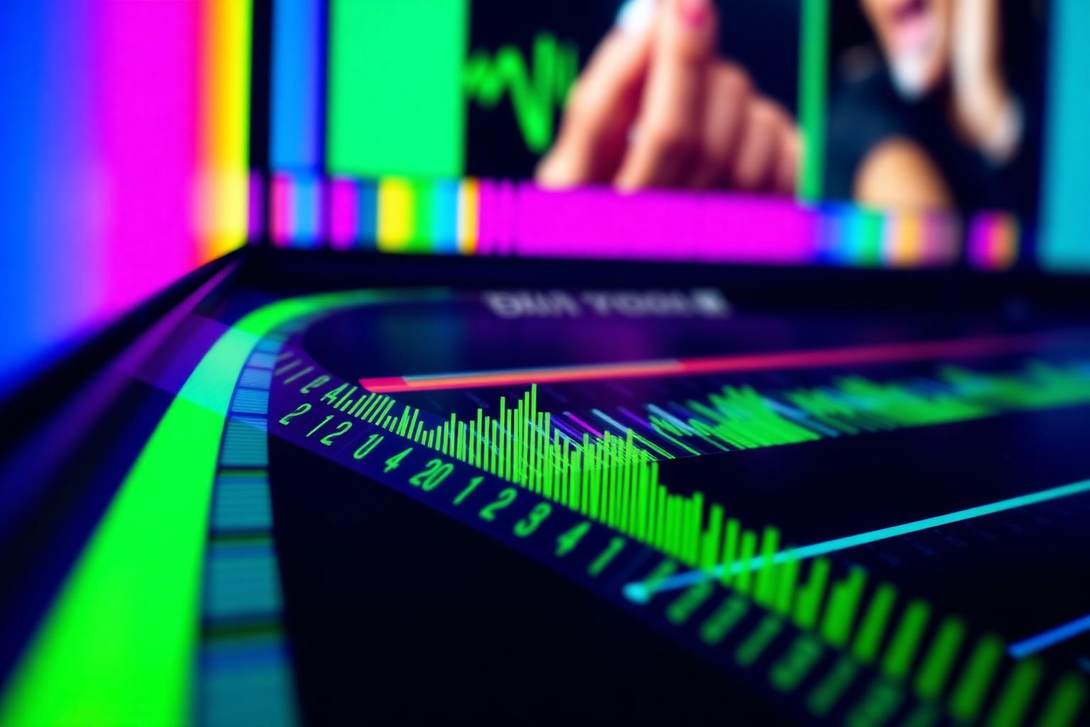 Multi-track timeline with colorful clips